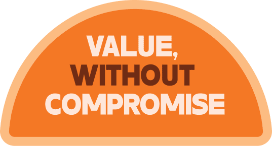 Value without compromise sticker